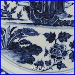 Old Chinese Antique Yuan Dynasty Blue&white Porcelain Figure Plate