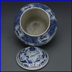 Old Chinese Antqiue Ming Dynasty Blue&white Porcelain Figure Pot