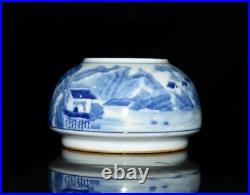 Old Chinese Blue And White Porcelain Brush Washer Qianlong Marked St1641
