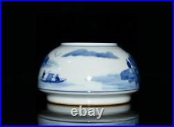 Old Chinese Blue And White Porcelain Brush Washer Qianlong Marked St1641