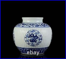 Old Chinese Blue And White Porcelain Jar Pot Kangxi Marked (wx363)