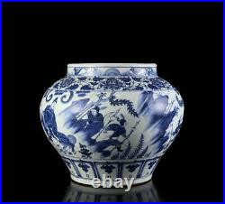 Old Chinese Blue And White Porcelain Jar Pot (wx308)
