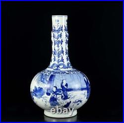 Old Chinese Blue And White Porcelain Vase With Chongzhen Marked Wx169