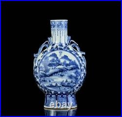 Old Chinese Blue And White Porcelain Vase With Kangxi Marked (wx368)