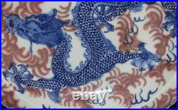 Old Chinese Blue & White Porcelain Dish withdragon
