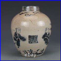 Old Chinese Ming Blue & white porcelain Painted Chessing Chart jar pots 9125