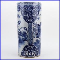 Oriental Chinese Blue And White Porcelain Oriental Umbrella Stand