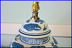 Oriental Chinese Ceramic Porcelain Blue and White Dragon Table Lamp