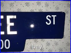 Original vintage porcelain enamel street sign Double Sided Blue White
