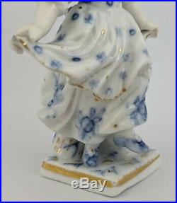PAIR Antique German 19th C Blue White Sitzendorf Boy & Girl PORCELAIN Figurine