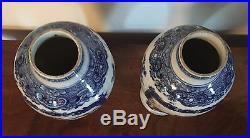 Pair 18th c. Chinese Export Porcelain Vases Blue & White Fitzhugh Famille Rose