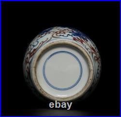 Pair Antique Chinese Blue & White Porcelain Lid Pot with dragon