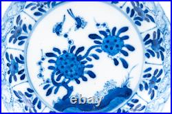 Pair Chinese Blue & White Saucers Bird Porcelain Marks Period Kangxi (1662-1722)