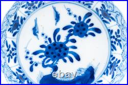 Pair Chinese Blue & White Saucers Bird Porcelain Marks Period Kangxi (1662-1722)