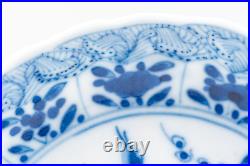 Pair Chinese Blue & White Saucers Bird Porcelain Marks Period Kangxi (1662-1722)