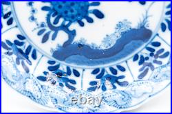 Pair Chinese Blue & White Saucers Bird Porcelain Marks Period Kangxi (1662-1722)