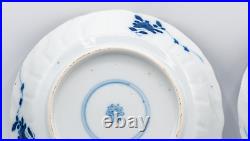 Pair Chinese Blue & White Saucers Bird Porcelain Marks Period Kangxi (1662-1722)