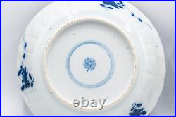 Pair Chinese Blue & White Saucers Bird Porcelain Marks Period Kangxi (1662-1722)