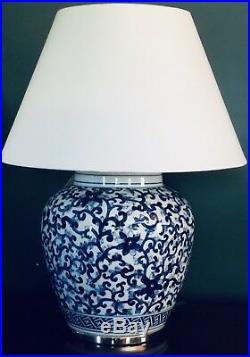 Pair NWT Ralph Lauren Home Collection Mandarin Blue White Floral Ginger Jar Lamp