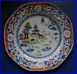 Pair Of Chinese Blue & White & Famille Rose Porcelain Plates 18th Century