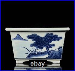 Pair Old Chinese Blue And White Porcelain Flower Pot (wx318)