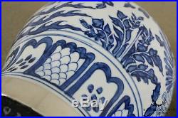 Pair Porcelain Blue & White Ginger Jar Chinoiserie Table Lamps