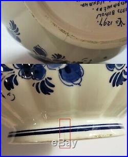 Pair Vintage Paul Hanson Delft Porcelain Blue & White Pottery Table Lamps Asian