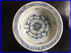 Pair of Antique Chinese Blue and White Porcelain High foot small plates