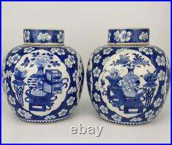Pair of Chinese Blue and White Porcelain Ginger Jars Qing Dynasty