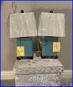 Pair of Ralph Lauren Crackled Turquoise Table Lamps Genuine Authentic Brand New