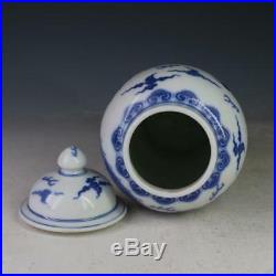 Pair of Rare Chinese Qing Blue&White Porcelain Dragon Hat-Covered Jar
