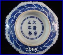 Perfect Antique Chinese Hand Painting Blue White Porcelain Bowl YongZheng Mark