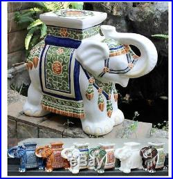 Porcelain Garden Stool Ceramic Elephant Plant Stand Patio Accent Side End Table