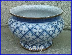 Pot vase porcelaine laiton chine chinese porcelain blue white cracked craquelé