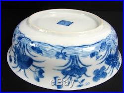 Qing Chinese Blue & White Porcelain Covered Bowl 2 signed Decor Birds & Flowers
