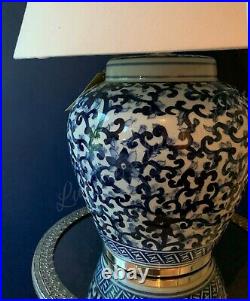 RALPH LAUREN Asian Mandarin Ginger Jar Chinoiserie Blue White LG Table Desk Lamp