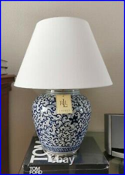 RALPH LAUREN Asian Mandarin Ginger Jar Chinoiserie LG Blue White Table Lamp 24