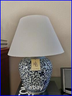 RALPH LAUREN Asian Mandarin Ginger Jar Chinoiserie LG Blue White Table Lamp 24