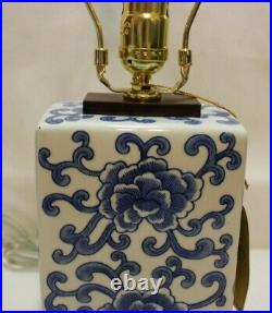 Ralph Lauren Blue on White Floral Porcelain Small Table Lamp & Shade New