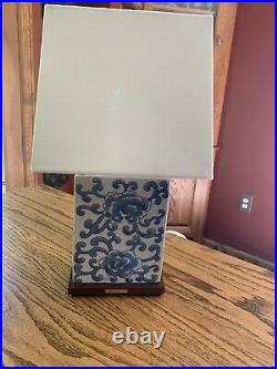 Ralph Lauren Chinese Lotus Mandarin White Blue 17 Porcelain Lamp with Shade
