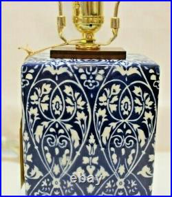 Ralph Lauren Dark Blue with White Floral Porcelain Small Table Lamp & Shade New