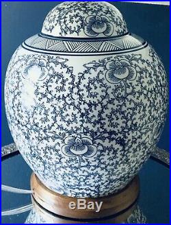 Ralph Lauren Home Mandarin Blue Floral Ginger Jar Porcelain Table Lamp