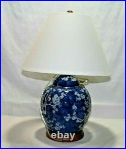 Ralph Lauren Large Porcelain Table Lamp & Shade Blue White Blossoms Mandarin New
