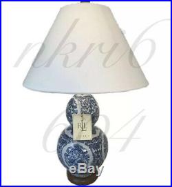 Ralph Lauren Large Zen Koi Fish Porcelain Ceramic Round Blue White Table Lamp