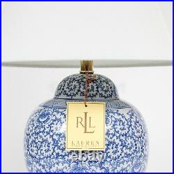 Ralph Lauren Mandarin Blue White Chinoiserie Floral Ginger Jar Table Lamp New