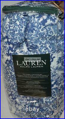 Ralph Lauren Porcelain Blue Tamarind Birds 3P Full Queen Comforter Set Shams New