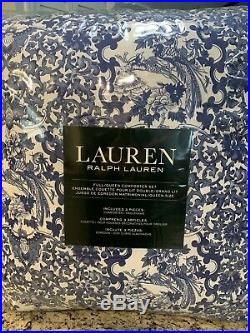 Ralph Lauren Porcelain Tamarind Blue White Full Queen Comforter 3p Set NEW Toile