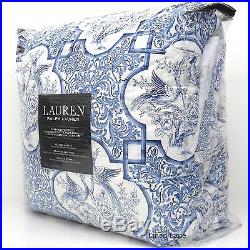 Ralph Lauren Queen Blue White Porcelain Tamarind Bird Floral 4pc Comforter Set