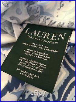Ralph Lauren Queen Set Shams Porcelain Blue Comforter Bedskirt Stripe READ New
