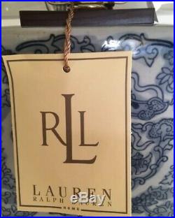 Ralph Lauren Table Lamp Blue White Koi Fish Brass New Set of 2